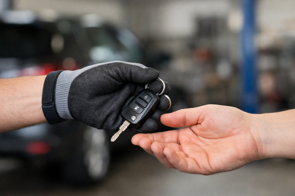 autosleutel overhandiging na kosteloze autoreparatie via AutoHulp van Dé Autozaak